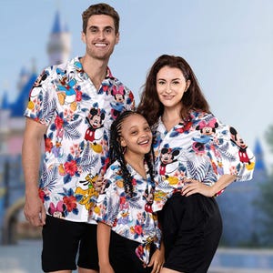 Animated Mouse 3D All Over Print Shirt, Mouse And Friends Hawaii Beach Shirt, Duck Button Up Shirt, Cartoon Tropical Dog Summer Shirt