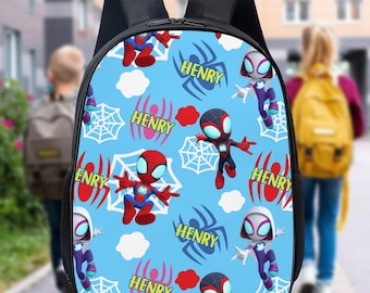 Personalized Spidey Hero Backpack, Spidey and His Amazing Friends Lunch Bag, Disney Spidey Drink Bottle, Custom Name School Bag