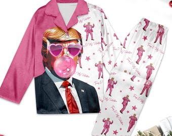 Trump Dancing Pajamas, President Pajamas Set Women, Funny Trump Pajamas Matching, Trump Pajamas Gift, Trump Is My Valentine Pajamas Sets