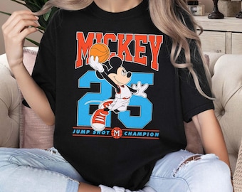 Comfort Color® Wdw Mickey Basketball Shirt, Mickey 25 Jump Shot Champion Tee, Basketball Player Shirts, Custom Basketball Kids T-Shirt