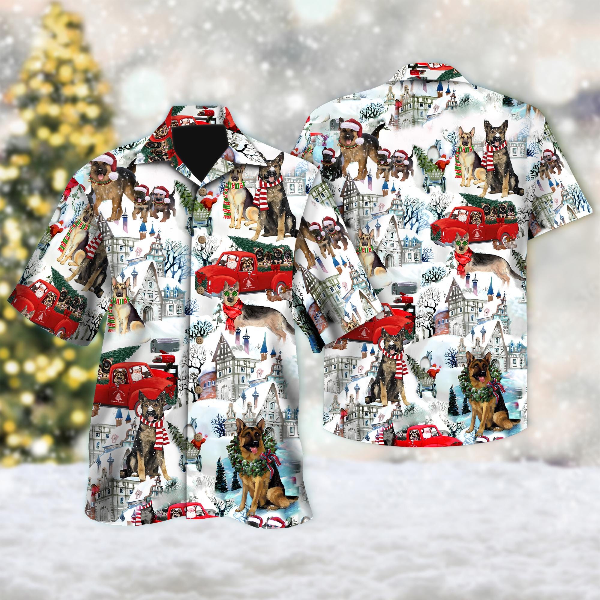 Discover German Shepherd Christmas Hawaiian Shirt, Santa German Shepherd Hawaii ShirtHawaiian Shirt, Dog Xmas Party Gift, Christmas Holiday Family Shirt