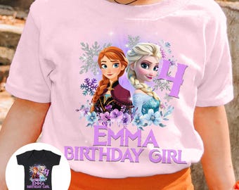 Personalized Frozen Princess Birthday Shirt, Elsa Princess Birthday Girl Matching T-Shirt, Anna Frozen Movie shirt, Elsa Birthday Kid Tee