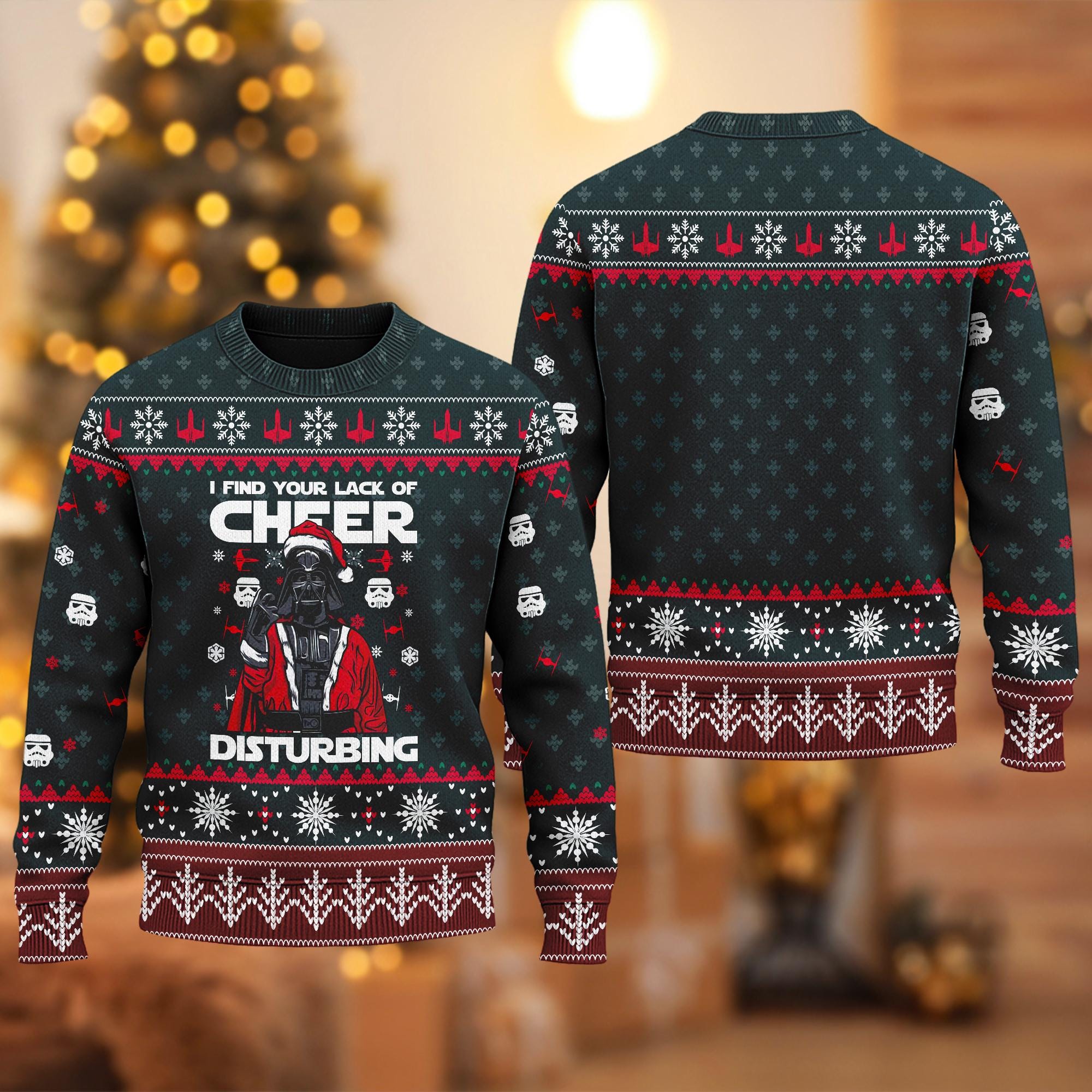 Discover I Find Your Lack Of Cheer Disturbing Ugly Christmas Sweater, Horror Character Movie Ugly Xmas Sweatshirt, Merry Christmas Gift