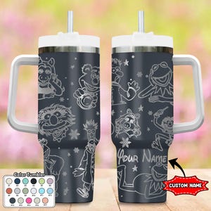Custom Muppet Carol Tumbler, The Muppet Christmas Carol 40oz Tumbler, Muppet Cartoon Cup Gift, Magic Kingdom Handle Stainless Steel Tumbler