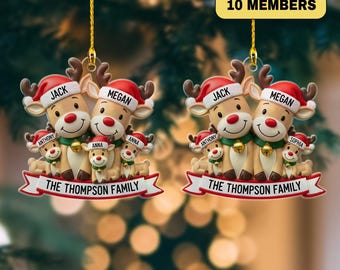 Personalized Family Reindeer Christmas Ornament, Custom Name  Acrylic Ornament, Reindeer Customized 2025 Christmas Tree Decor Gift For Kid