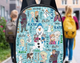 Personalized Princess Movie Backpack, Snow Princess Character Lunch Bag, Magic World Water Bottle, Cartoon Tumbler, Kid Birthday Gift