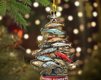 Personalized Fishing Christmas Ornament, Fishing Man Ornament, Christmas Gift For Fishing Lovers, Xmas Tree Decor Gift For Fishing Lovers