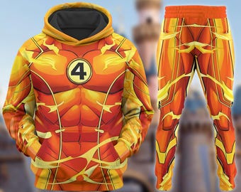 Johnny Storm Human Torch 3D Hoodie, Fantastic Four First Steps Sweatshirt, Avengers Costume T-Shirt, Super Hero Cosplay Costume Tee