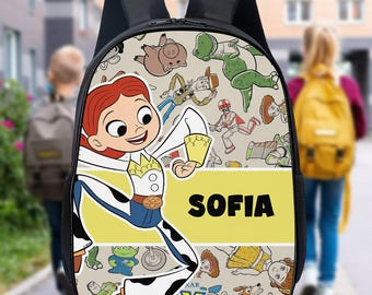 Personalized Cowgirl Character Backpack, Custom Name Animated Character Bottle, Magic Kingdom, Custom Toy Lunch Bag, School Gift For Kids