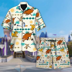 Simba And Friends Hawaii Shirt, Simba Button Up Shirt, Lion King Hawaiian Shirt, Cute Shirt Gift, Cartoon Movie 3D All Over Print Shirt