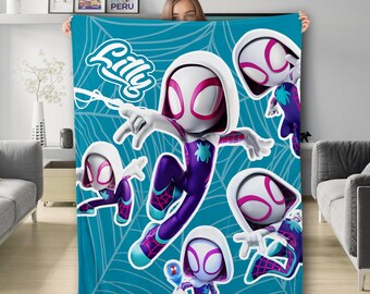 Personalized Spider Movie Blanket, Superhero Movie Blanket, Cartoon Blanket Christmas Gift, Spider Fleece Blanket, Spider Quilt