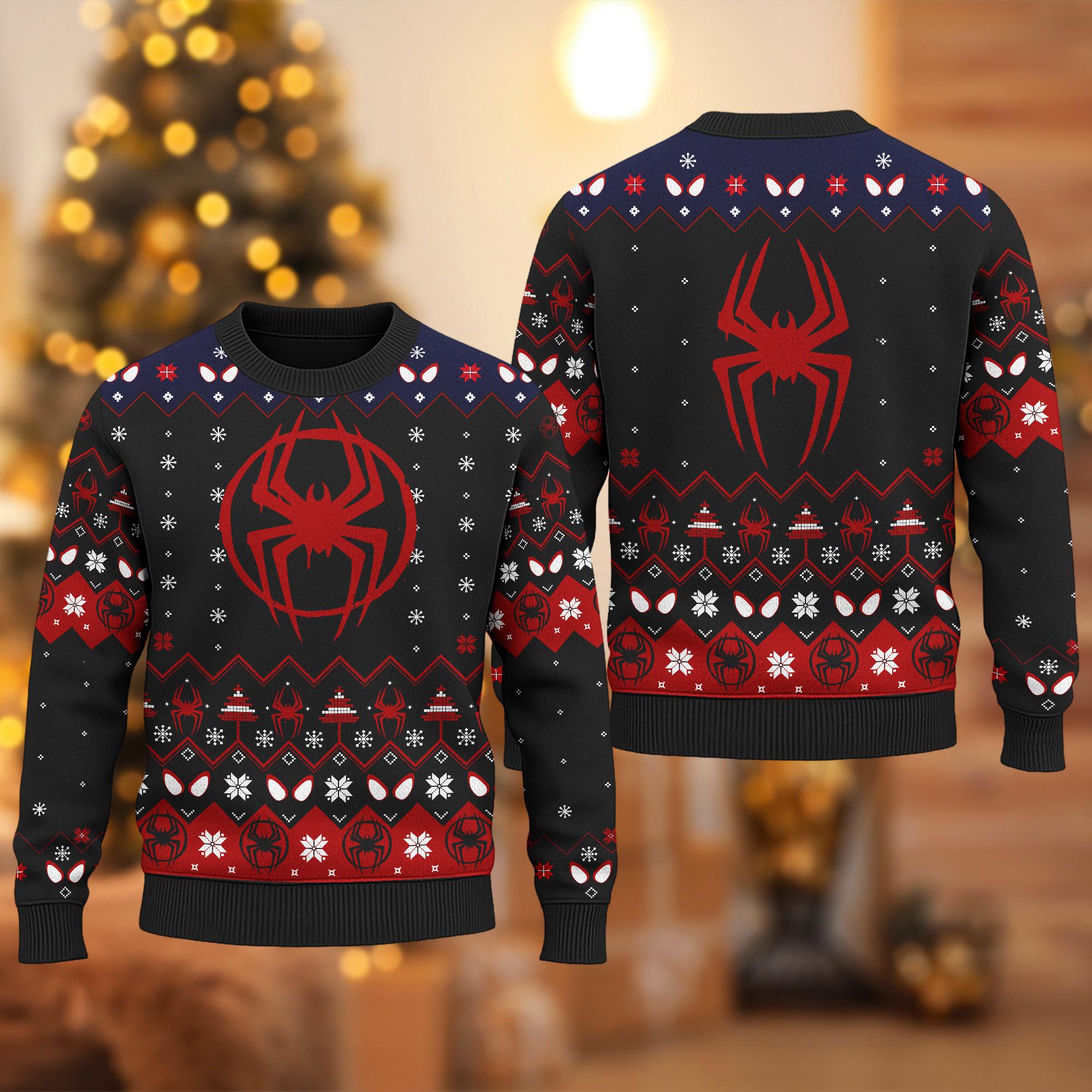 Discover Marvel Spiderman Ugly Christmas Sweater, Superhero Ugly Christmas Shirt, Disney Spiderman Xmas Sweatshirt, Christmas Gift For Men Women