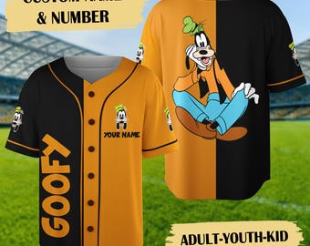 Personalized Goofy Baseball Jersey, Custom Goofy Dog Basketball Jersey, Funny Dog Character Baseball Shirt, Animated Dog Gift For Kid