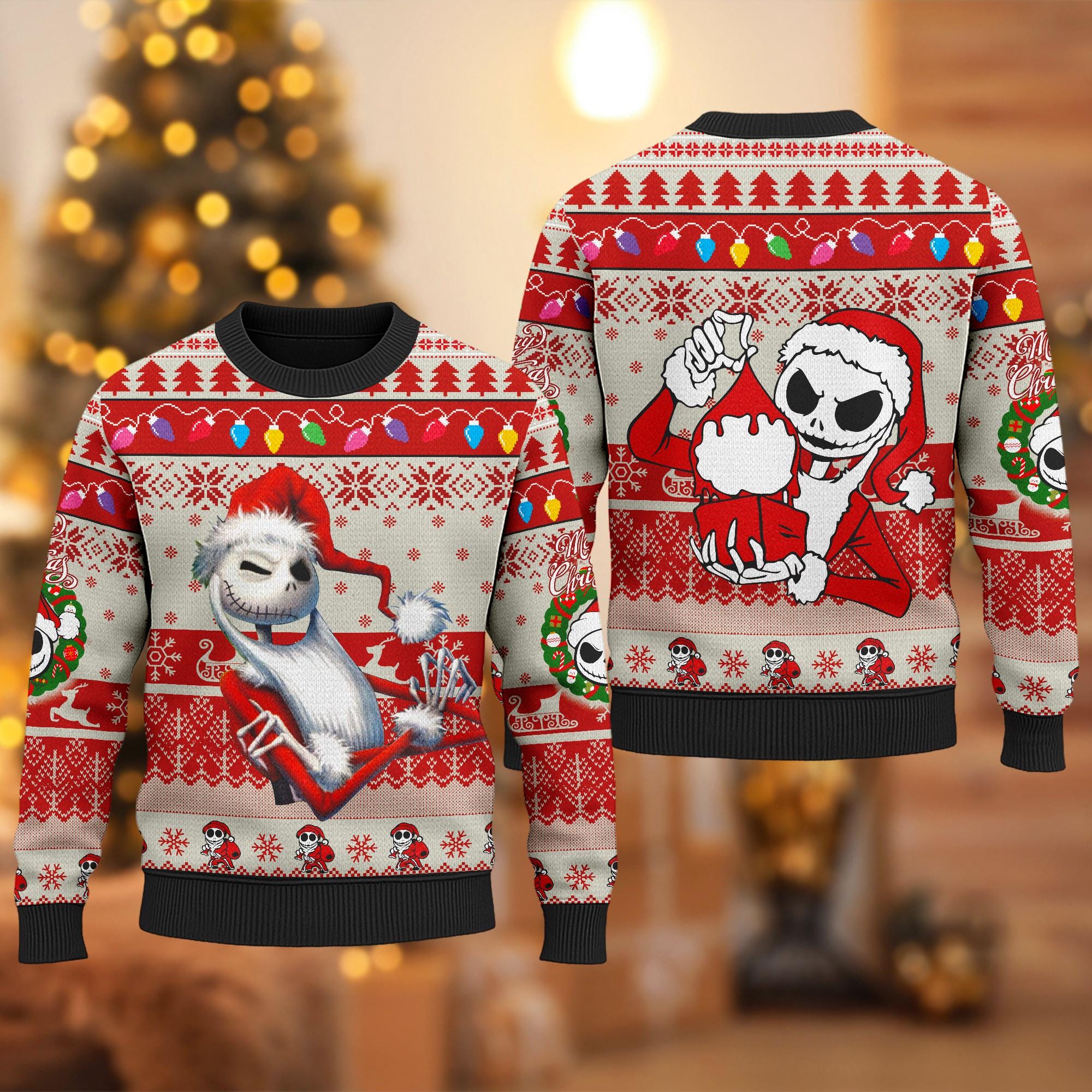Discover Disney Jack Skelington Ugly Christmas Sweater, Nightmare Before Christmas Xmas Sweatshirt, Jack Skelington Christmas Gift For Men Women Kid