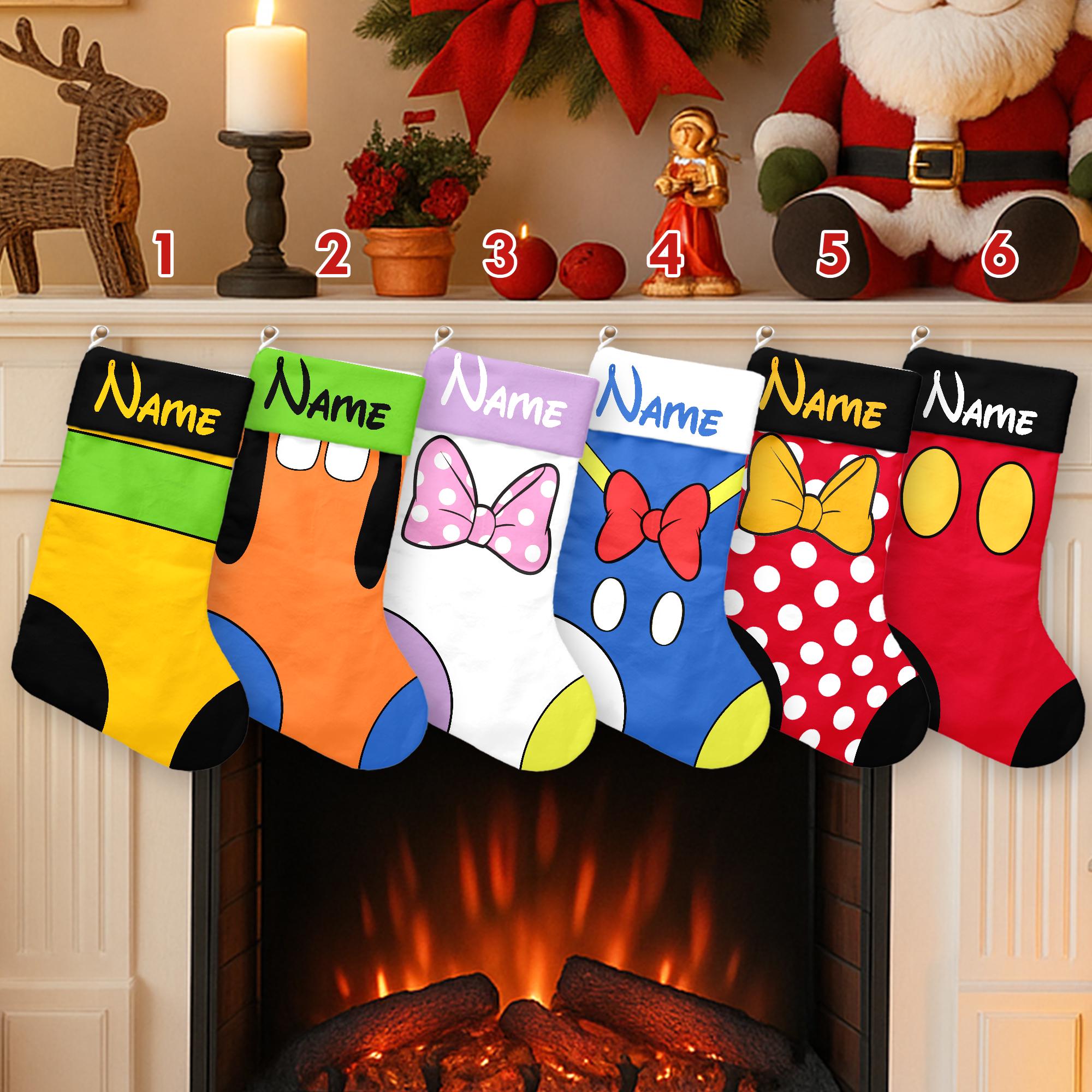Discover Personalize Mickey And Friends Xmas Stocking, Mickey Mouse Christmas Stockings, Mickey And Friends Cartoon Christmas Socks Home Decoration