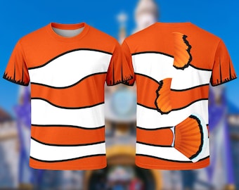 Camiseta de disfraz de Marlin, camiseta de cosplay de Halloween de Marlin, camiseta de disfraz de cosplay del personaje de Buscando a Nemo, camiseta estampada de Marlin de Buscando a Nemo