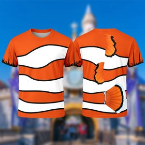 Marlin Costume T-Shirt, Marlin Halloween Cosplay Tee, Finding Nemo Character Cosplay Costume Tee, Marlin Finding Nemo All Over Print Shirt