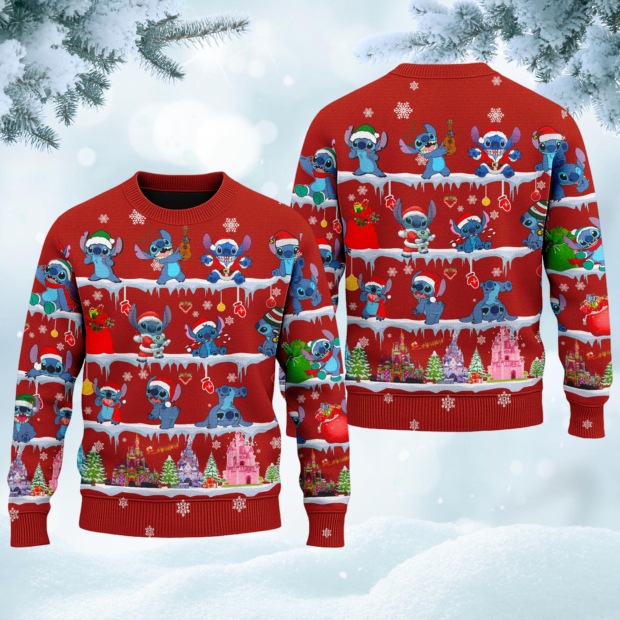 Discover Disney Stitch Ugly Christmas Sweater, Stitch Santa Hat Xmas Sweatshirt, Christmas Gift For Men Women Kid, Stitch Merry Christmas Sweater