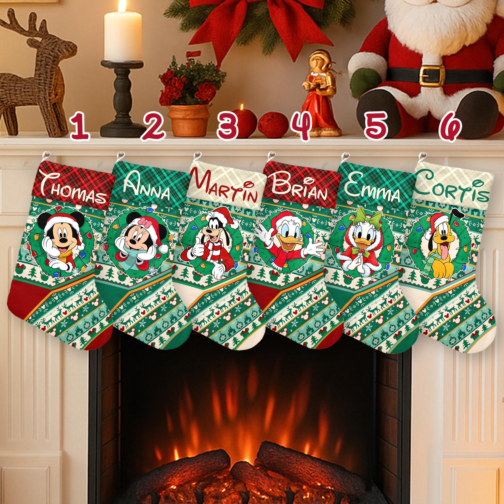 Discover Personalized Disney Mickey and Friends Xmas Stocking,  Disney Christmas Stockings, Mickey Christmas Family Sock Home Decoration