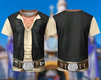 Camiseta de disfraz de Han Solo, héroe de la galaxia, disfraz de Halloween para grupo familiar, camiseta 3D para hombre de Solo, atuendo de viaje para amigos guerreros