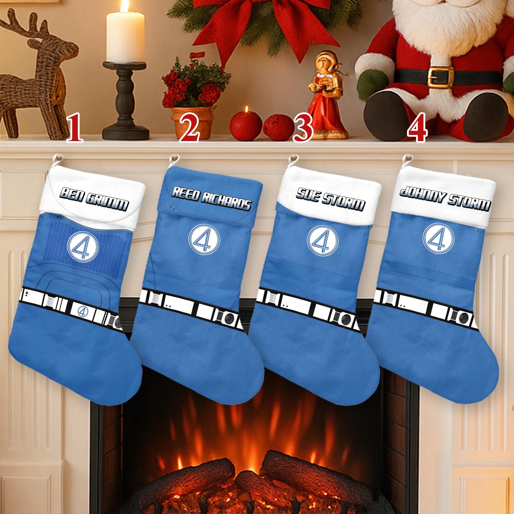 Discover Personalize Disney Fantastic Four First Step Stocking, Custom Name Fantastic Four Stockings, Marvel Costume Sock, Christmas Family Decor