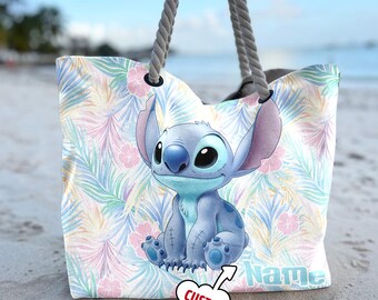 Personalized Wdw Cute Stitch Blue Alien Weekender Bag, Custom Name Beach Bag, LIlo & Stitch Bag, Wdw Bag, Wdw Bound, Pool Party