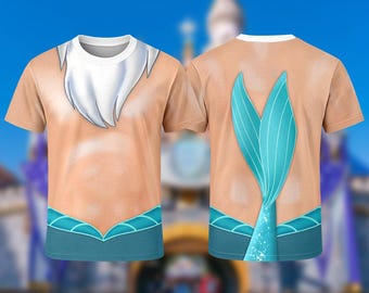 King Triton Costume Cosplay 3D T-Shirt, The Little Mermaid Dad Costume Shirt, King Triton Men Tee, Ocean Dad Halloween Family Shirt