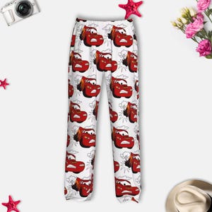Cars Lightning Mcqueen Pajama Pants, Lightning Mcqueen Pajama Set, Cars Cartoon Pyjamas Pants, Magic Kingdom Family Trip Pants