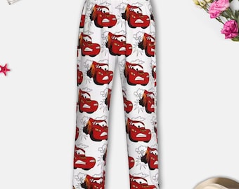 Cars Lightning Mcqueen Pajama Pants, Lightning Mcqueen Pajama Set, Cars Cartoon Pyjamas Pants, Magic Kingdom Family Trip Pants