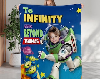 Custom Photo And Name Toy Story Blanket, Personalized Buzz Lightyear To Infinity And Beyond Blanket, Toy Story Friends Blanket