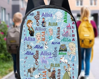 Personalized Wdw Frozen Princess Backpack, Frozen Lunch Bag, Elsa Anna Drink Bottle, Custom Name Backpack, Princess Gift For Kids