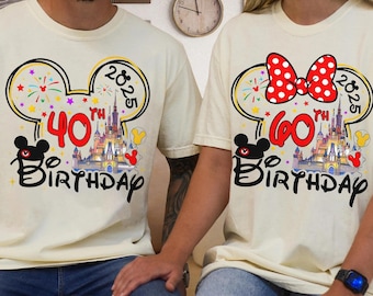 Personalized Mickey Minnie 40th Birthday Shirt, Custom Age Magic Castle Birthday Shirt, Mickey 40th Birthday Shirt,Minnie Birthday Squad