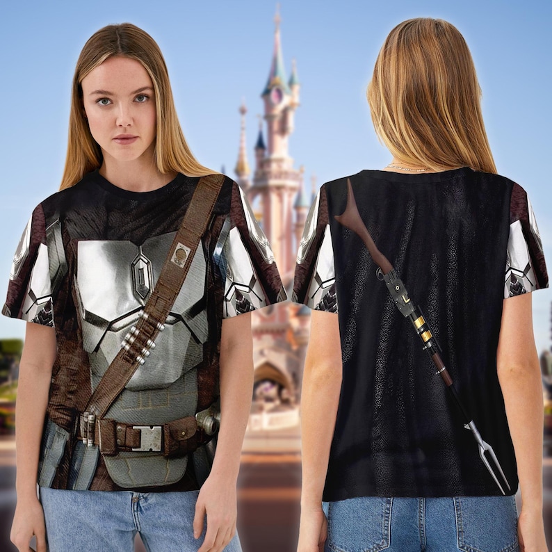 Warrior Fictional Movie Character Cosplay Costume Shirt, Mandalorian Halloween Costume For Family Group 3D Shirt, Super Hero Gift Friends Bild 3
