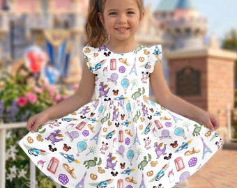 Epcot Ruffle Dress, Wdw Epcot Dress, Wdw Vacation Dress, Wdw Trip Rundisney, Wdwland Trip, Wdw Cruise Line Figment Dress