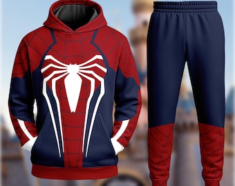 Spider Man Inspired Halloween Costume Hoodie, Peter Parker Cosplay Costume 3D Sweatshirt, 3D Halloween Party Outfit, All Over Print Hoodie
