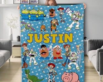 Personalized Toy Movie Blanket, Characters Blanket, Toy Cownoy Blanket, Toy And Friends Fleece Blanket, Toy Cartoon Quilt, Gift For Kids