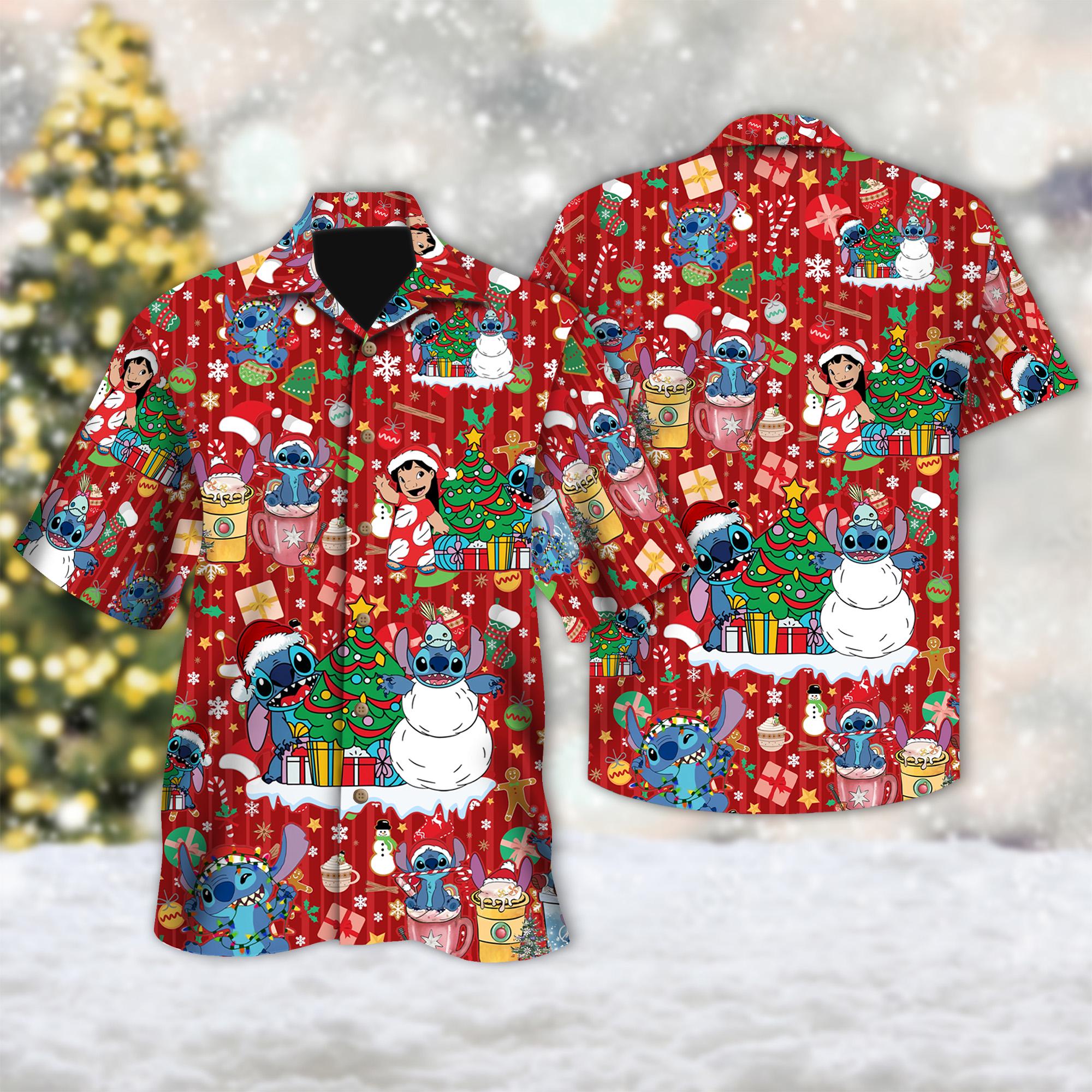 Discover Disney Stitch Christmas Hawaiian Shirt, Stitch and Lilo Xmas Party Shirt, Stitch Hawaiian Shirt, Stitch Button Up, Magic Kingdom Shirt