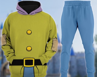 Wdw Snow White and Seven Dwarfs Costume Cosplay 3D Hoodie, Dopey Halloween Costume Shirt, Princess Cosplay 3D Group Matching Tee