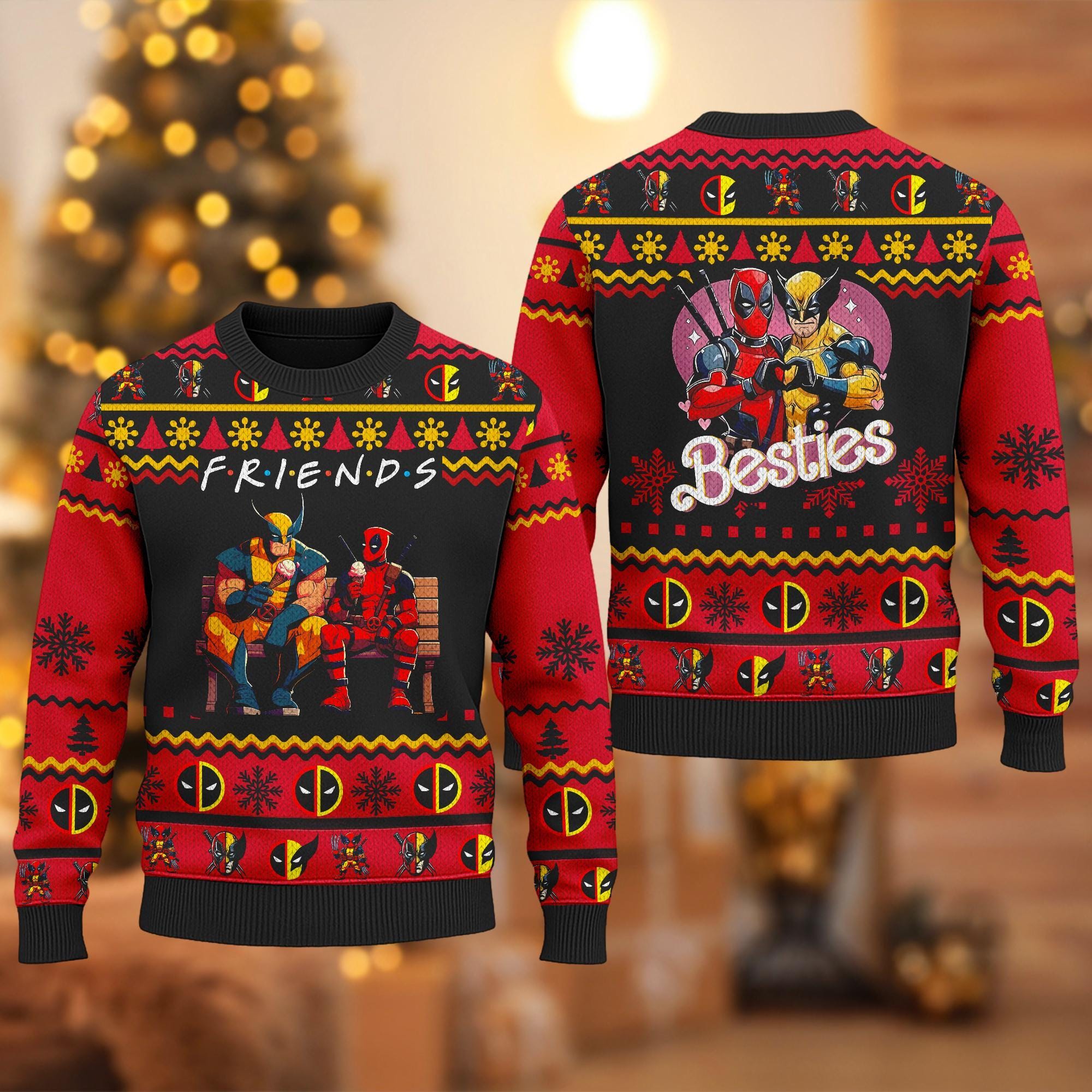 Discover Deadpool X Wolverine Ugly Christmas Sweater, Superhero Ugly Christmas Shirt, Xmas Sweatshirt, Christmas Gift for men Women kid