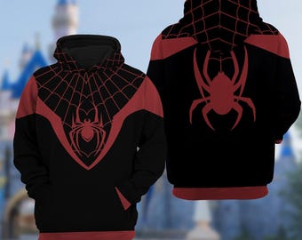 Spider Man 3D Halloween Costume Hoodie, Spider Man Inspired Suit Cosplay Costume Hoodie, 3D Halloween Party Outfit, All Over Print Hoodie