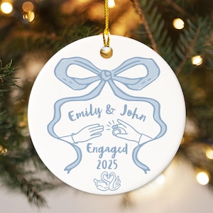 First Christmas Engaged Ornament, Personalized Engagement Gift for Couples, Custom Engagement Christmas Keepsake, Engaged Christmas Ornament