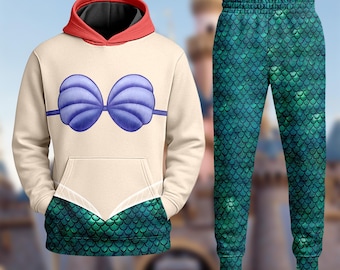 The Little Mermaid 3D Costume Hoodie, Ariel Cosplay Costume Sweatshirt, Animation Costume 3D Sweatshirt, Princess All Over Print Outfit