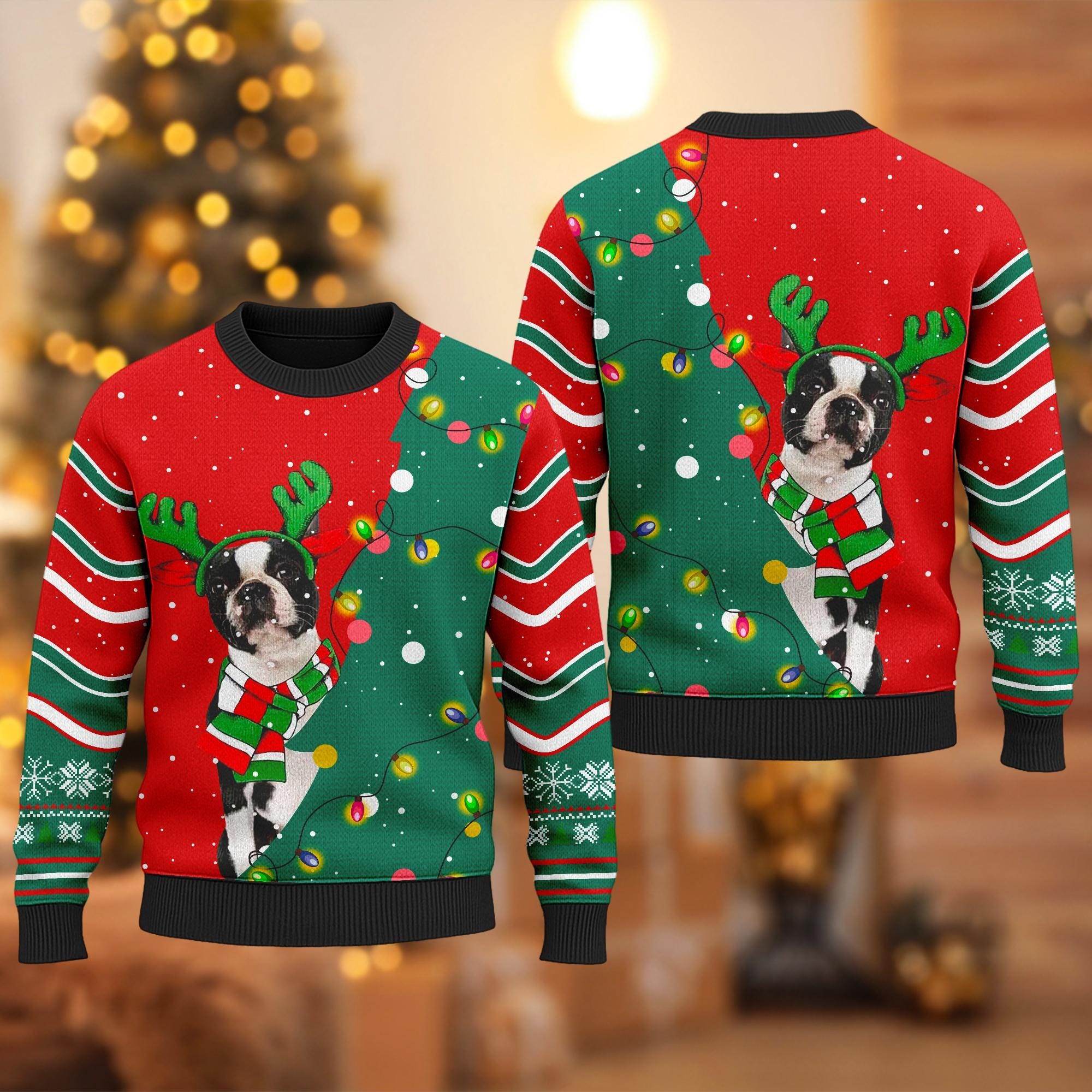 Discover Boston Terrier Christmas Ugly Sweater, Boston Terrier Xmas Sweatshirt, Cozy Christmas Ugly Sweater, Christmas Gift For Men Women Kid
