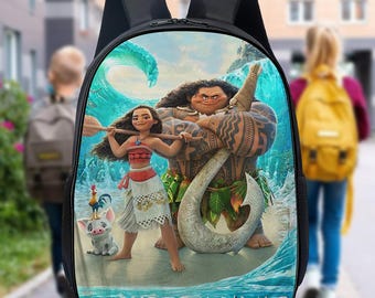 Personalized Moana Princess Backpack, Custom Name Princess With Hei Pua Bottle, Moana Movie Lunch Bag, Moana Maui School Bag