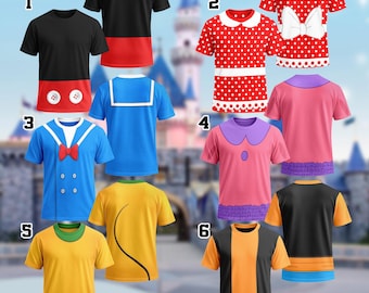Mouse Duck Dog Costume T-Shirt, Mouse Cosplay Costume Shirt, Characters Cosplay Tee, Halloween All Over Print Tee