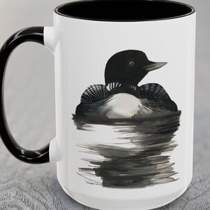 Loon Mug | Common Loon Watercolor Art Coffee Mug, Gift for Birder, Lake Life