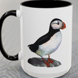 Puffin Lover Watercolor: Two-tone Ceramic Mug