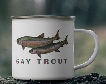 Tazza da campeggio smaltata Gay Trout, tazza divertente Pride, all&#39;aria aperta, tazza da caffè gay, regalo per gay, regalo di Natale