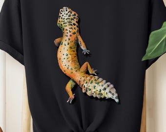 Koszulka z akwarelowym gekonem lamparcim, Comfort Colors Reptile Art