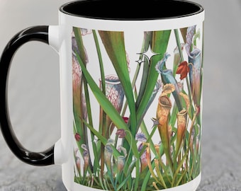 Carnivorous Crimson Pitcher Plant Watercolor: Ceramic Mug
